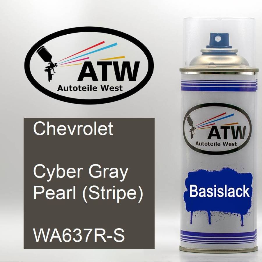 Chevrolet, Cyber Gray Pearl (Stripe), WA637R-S: 400ml Sprühdose, von ATW Autoteile West.